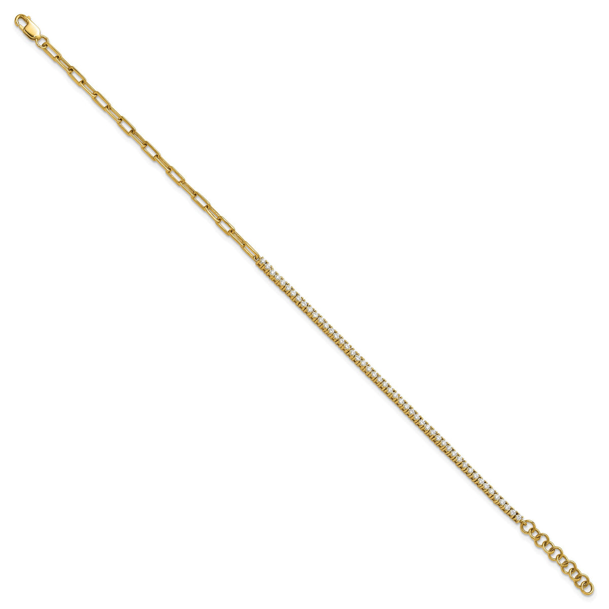 14K Polished Diamond Fancy Link with 1in ext. Bracelet-BM10282-073-YAA