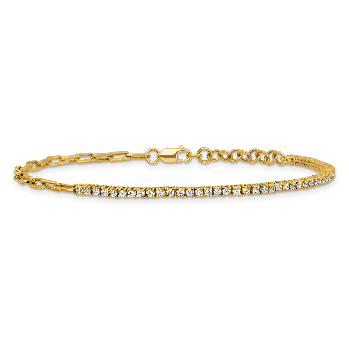 14K Polished Diamond Fancy Link with 1in ext. Bracelet-BM10282-073-YAA