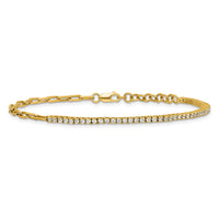14K Polished Diamond Fancy Link with 1in ext. Bracelet-BM10282-073-YAA