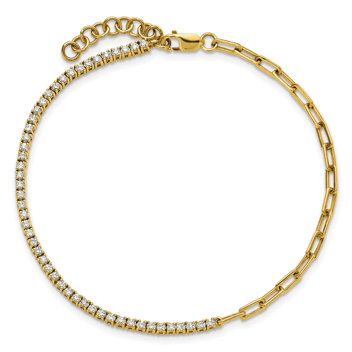 14K Polished Diamond Fancy Link with 1in ext. Bracelet-BM10282-073-YAA