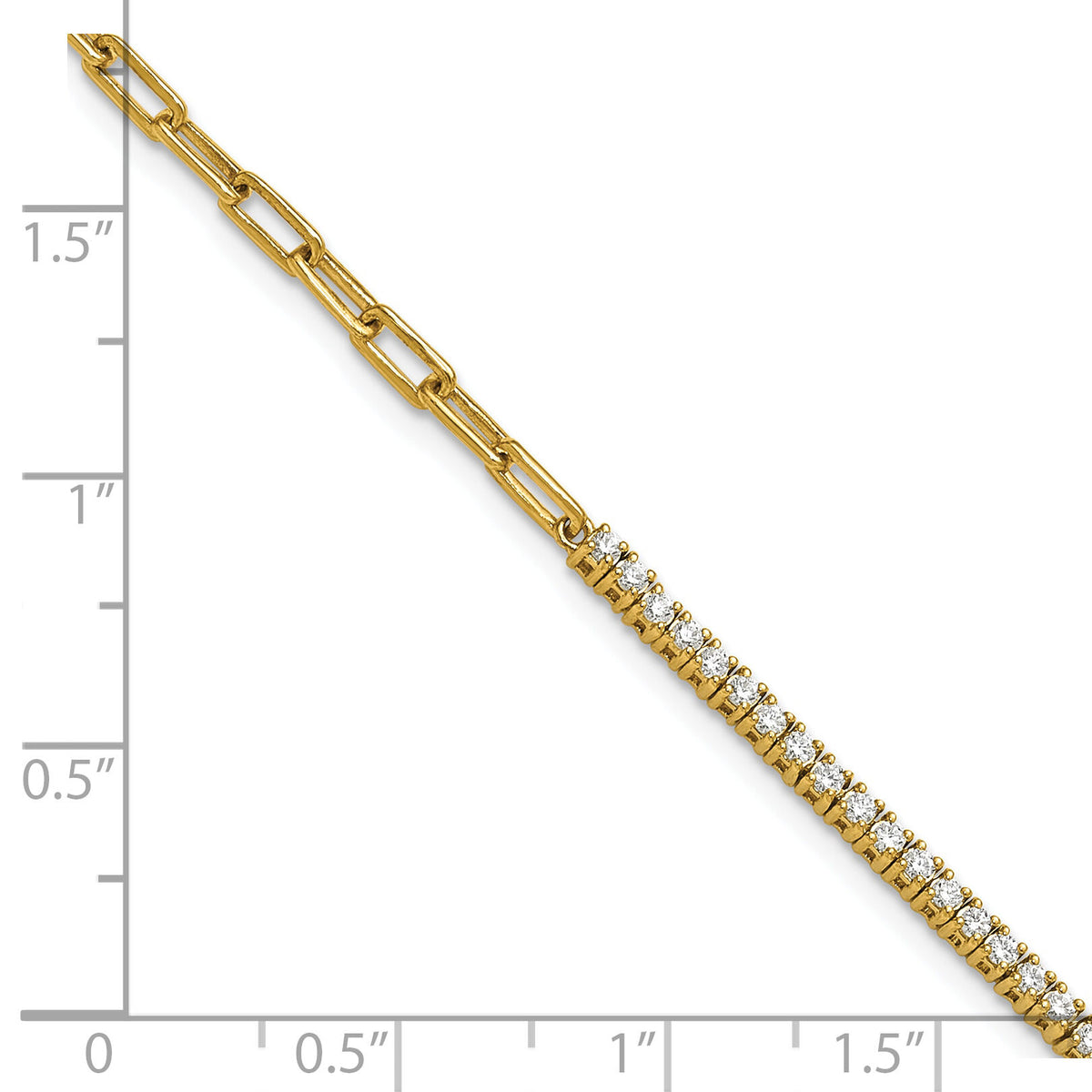 14K Polished Diamond Fancy Link with 1in ext. Bracelet-BM10282-073-YAA