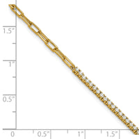 14K Polished Diamond Fancy Link with 1in ext. Bracelet-BM10282-073-YAA