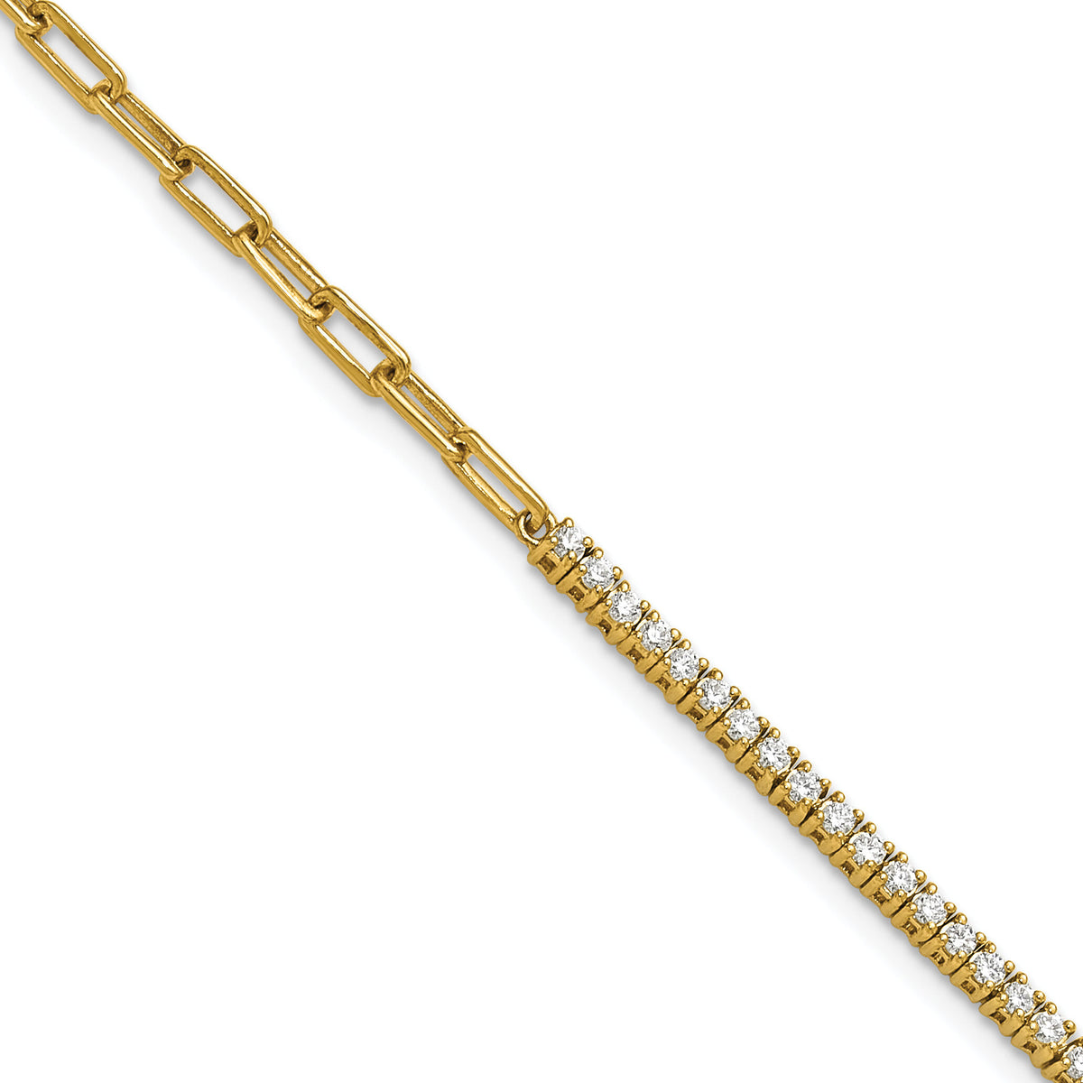 14K Polished Diamond Fancy Link with 1in ext. Bracelet-BM10282-073-YAA