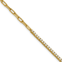 14K Polished Diamond Fancy Link with 1in ext. Bracelet-BM10282-073-YAA