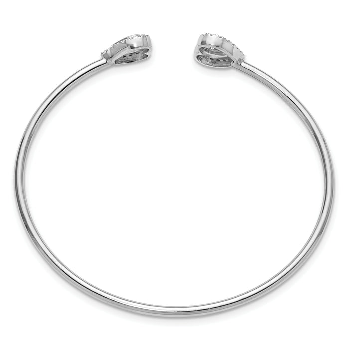 14K White Gold Polished Diamond Heart Cuff Bangle-BM10791-051-WAA