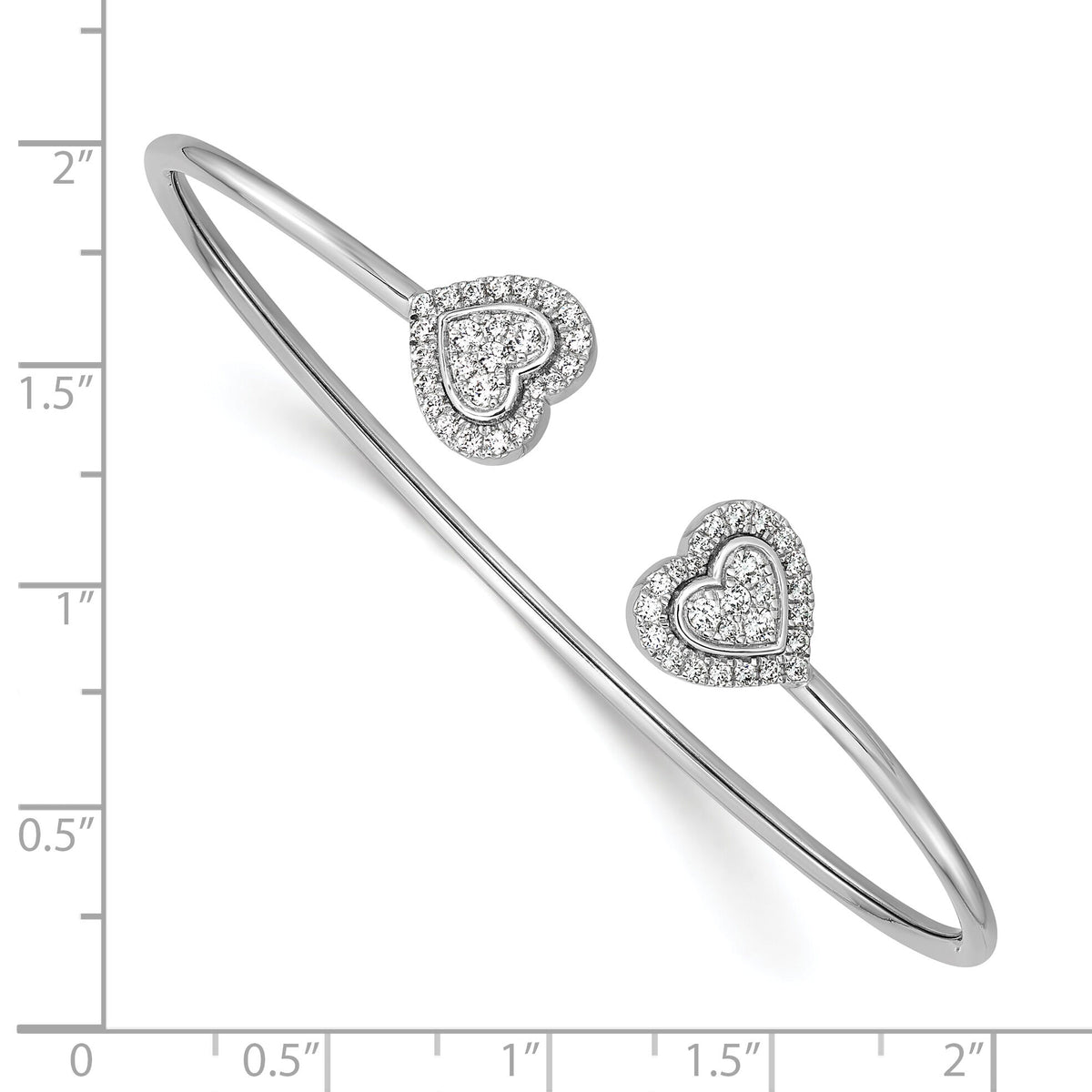 14K White Gold Polished Diamond Heart Cuff Bangle-BM10791-051-WAA