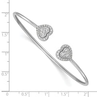14K White Gold Polished Diamond Heart Cuff Bangle-BM10791-051-WAA