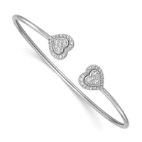 14K White Gold Polished Diamond Heart Cuff Bangle-BM10791-051-WAA
