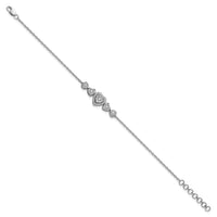 14K White Gold Polished Diamond Hearts with 1in ext. Bracelet-BM10792-060-WAA