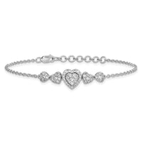 14K White Gold Polished Diamond Hearts with 1in ext. Bracelet-BM10792-060-WAA