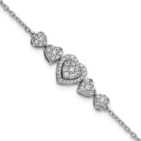 14K White Gold Polished Diamond Hearts with 1in ext. Bracelet-BM10792-060-WAA