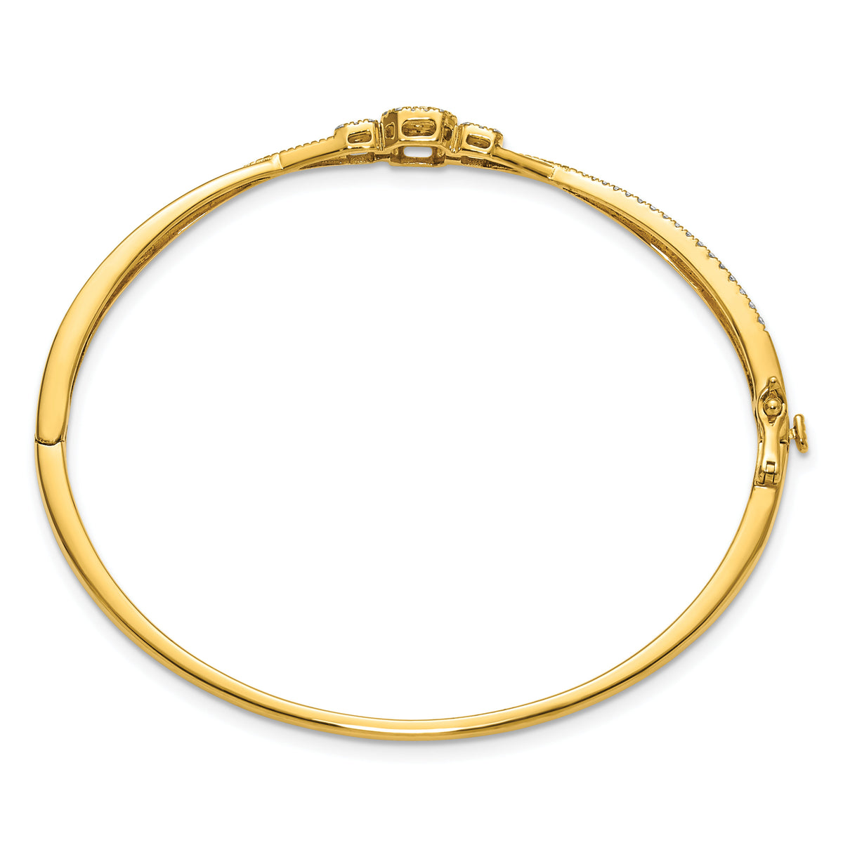 14K Polished and Textured Diamond Fashion Hinged Bangle-BM10794-050-YAA