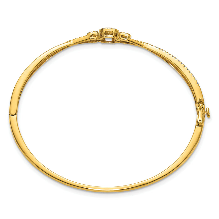 14K Polished and Textured Diamond Fashion Hinged Bangle-BM10794-050-YAA
