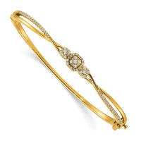 14K Polished and Textured Diamond Fashion Hinged Bangle-BM10794-050-YAA