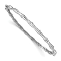14k White Gold Bamboo Design Diamond Hinged Bangle-BM3698-025-WA