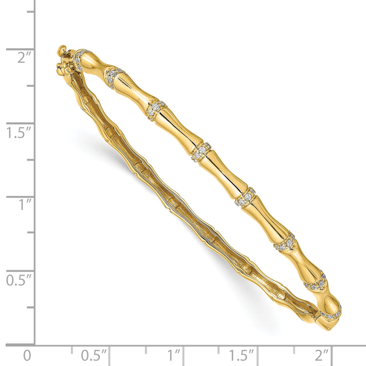 14k Bamboo Design Diamond Hinged Bangle-BM3698-025-YA