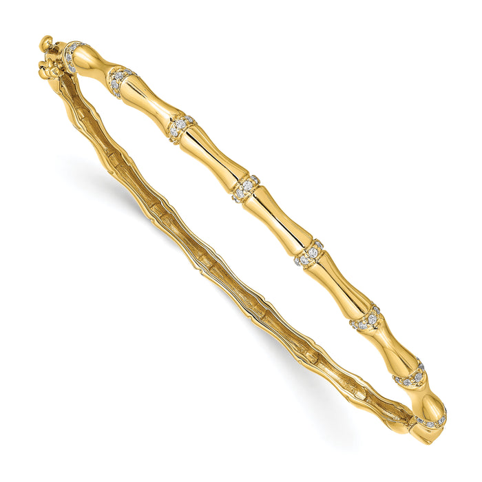 14k Bamboo Design Diamond Hinged Bangle-BM3698-025-YA