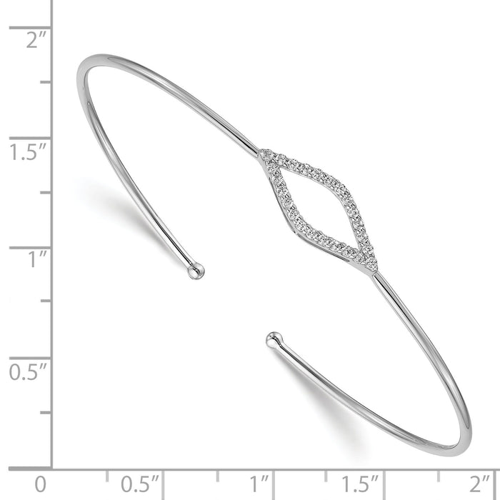 14k White Gold Flexible Diamond Cuff Bangle-BM3703-025-WA