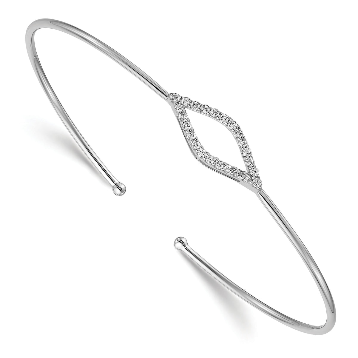 14k White Gold Flexible Diamond Cuff Bangle-BM3703-025-WA