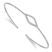 14k White Gold Flexible Diamond Cuff Bangle-BM3703-025-WA