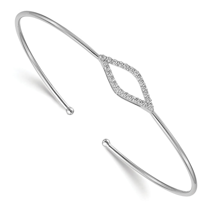 14k White Gold Flexible Diamond Cuff Bangle-BM3703-025-WA