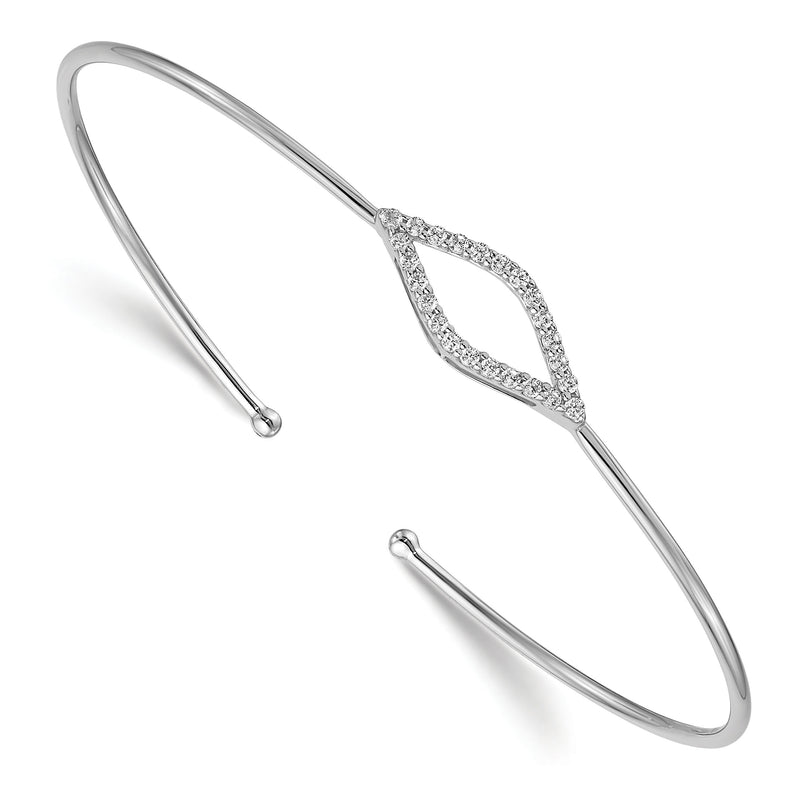 14k White Gold Flexible Diamond Cuff Bangle-BM3703-025-WA