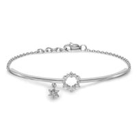 14k White Gold w/Star Dangle Diamond Bangle w/.5in ext Bracelet-BM3704-020-WA