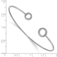 14k White Gold Diamond Circles Flexible Cuff Bangle-BM3712-025-WA