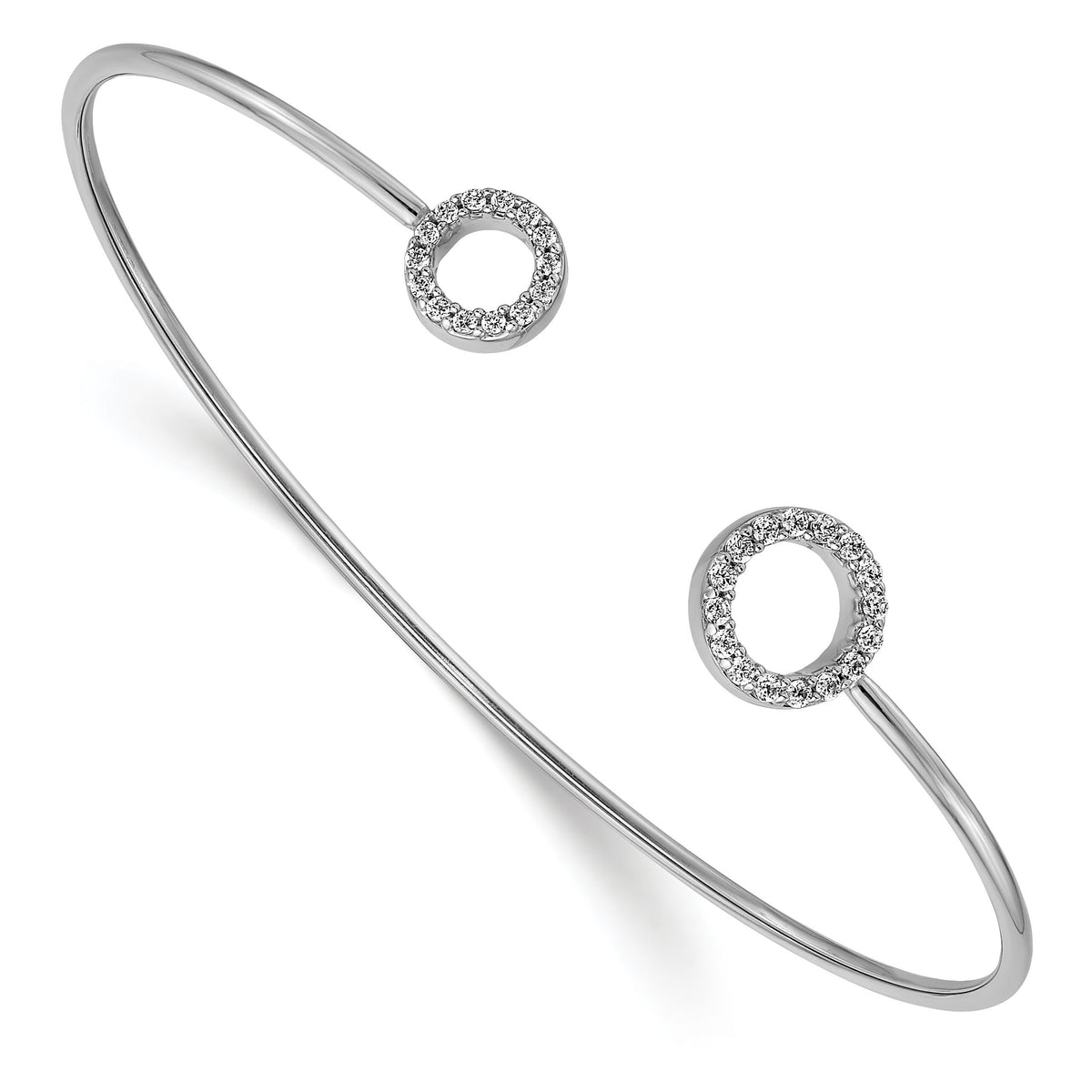 14k White Gold Diamond Circles Flexible Cuff Bangle-BM3712-025-WA