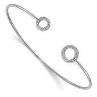 14k White Gold Diamond Circles Flexible Cuff Bangle-BM3712-025-WA