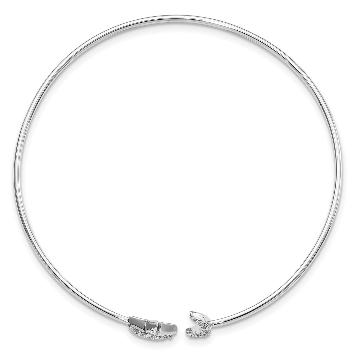 14k White Gold Diamond Moon and Star Flexible Cuff Bangle-BM3713-025-WA