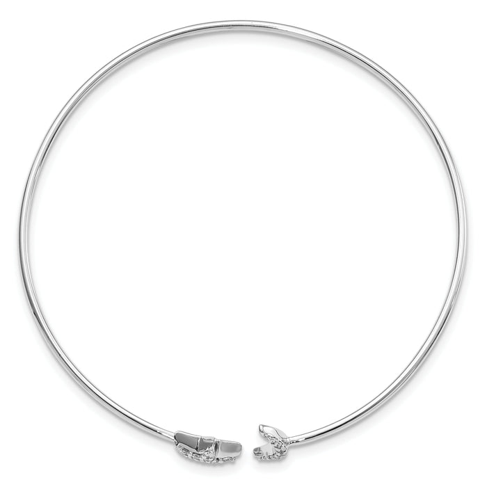 14k White Gold Diamond Moon and Star Flexible Cuff Bangle-BM3713-025-WA