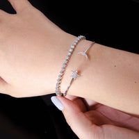 14k White Gold Diamond Moon and Star Flexible Cuff Bangle-BM3713-025-WA