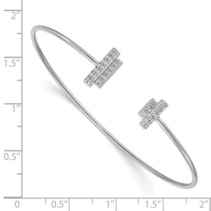 14k White Gold Diamond Flexible Cuff Bangle-BM3714-025-WA