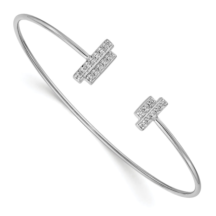 14k White Gold Diamond Flexible Cuff Bangle-BM3714-025-WA