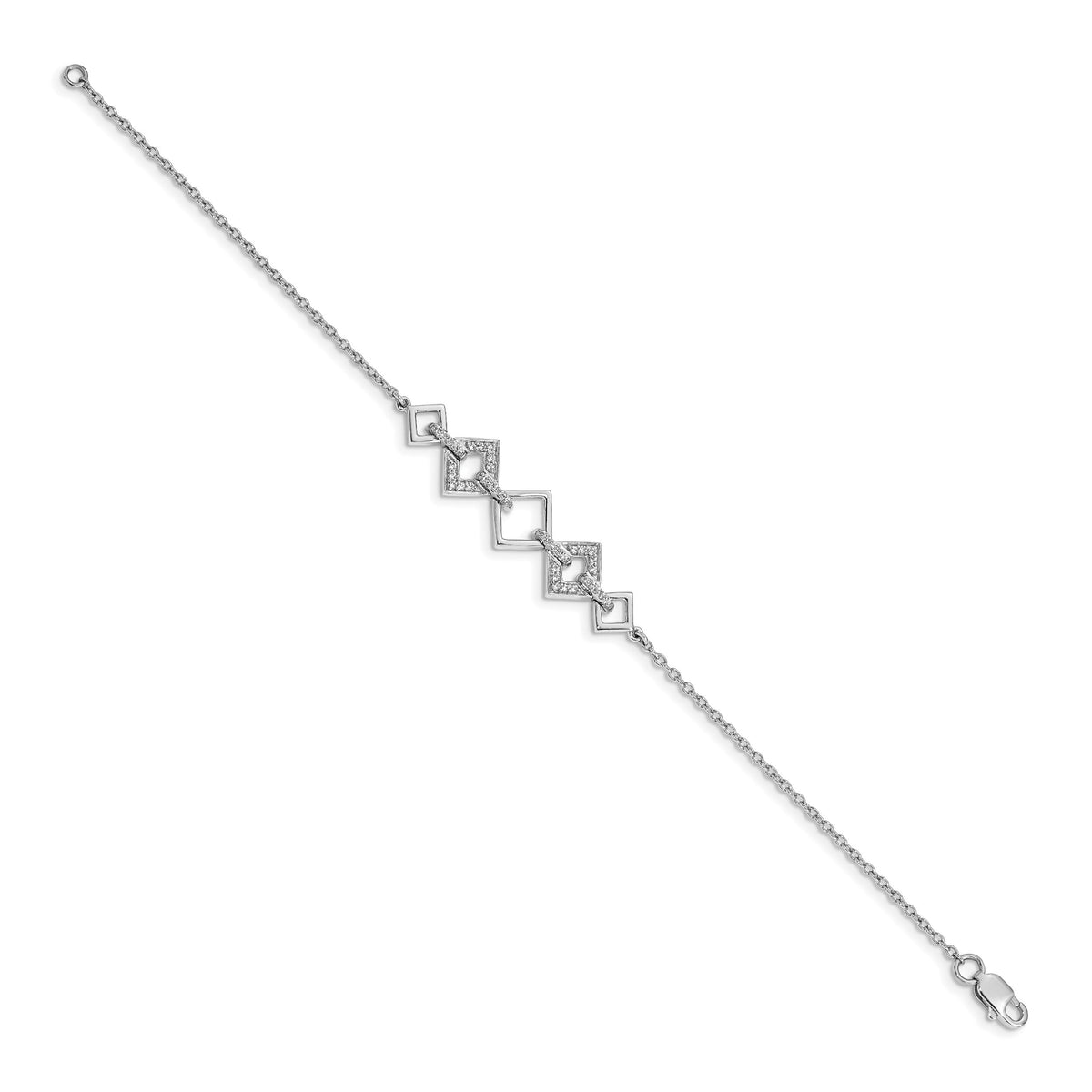 14k White Gold Diamond Squares Bracelet-BM3720-020-WA