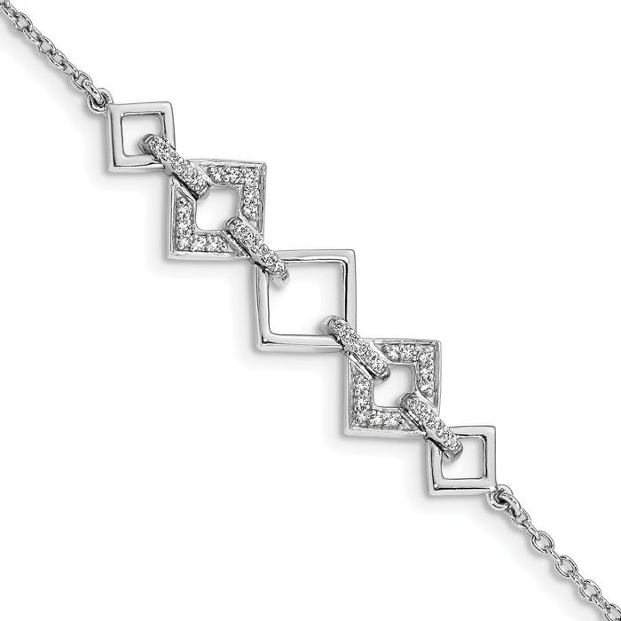 14k White Gold Diamond Squares Bracelet-BM3720-020-WA