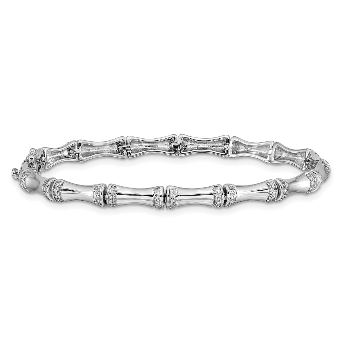 14k White Gold Diamond Bamboo Design Bracelet-BM3722-050-WA