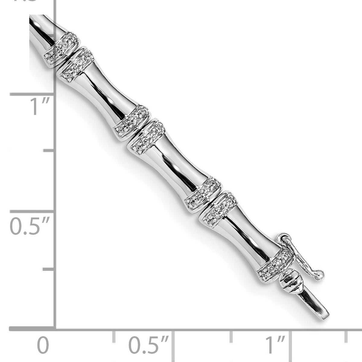 14k White Gold Diamond Bamboo Design Bracelet-BM3722-050-WA