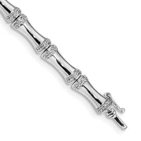 14k White Gold Diamond Bamboo Design Bracelet-BM3722-050-WA