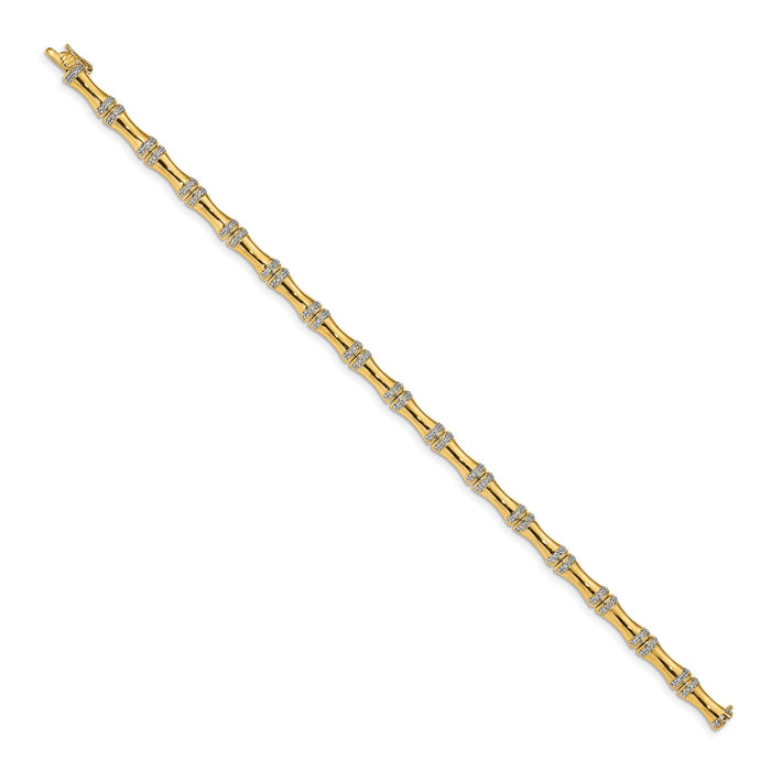 14k Gold Diamond Bamboo Design Bracelet-BM3722-050-YA
