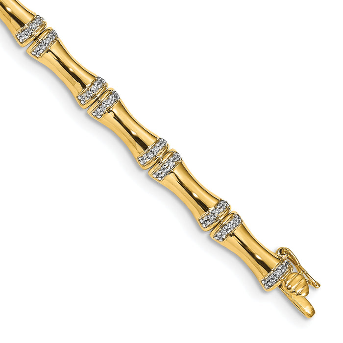 14k Gold Diamond Bamboo Design Bracelet-BM3722-050-YA