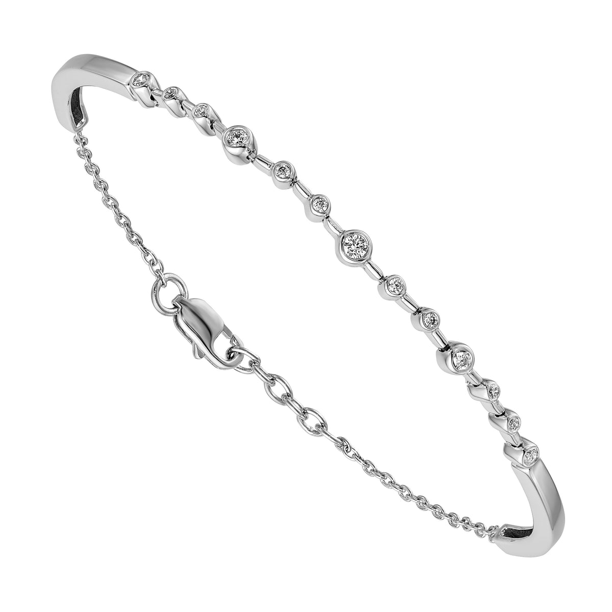 14k White Gold Diamond Bangle Bracelet-BM3724-025-WA