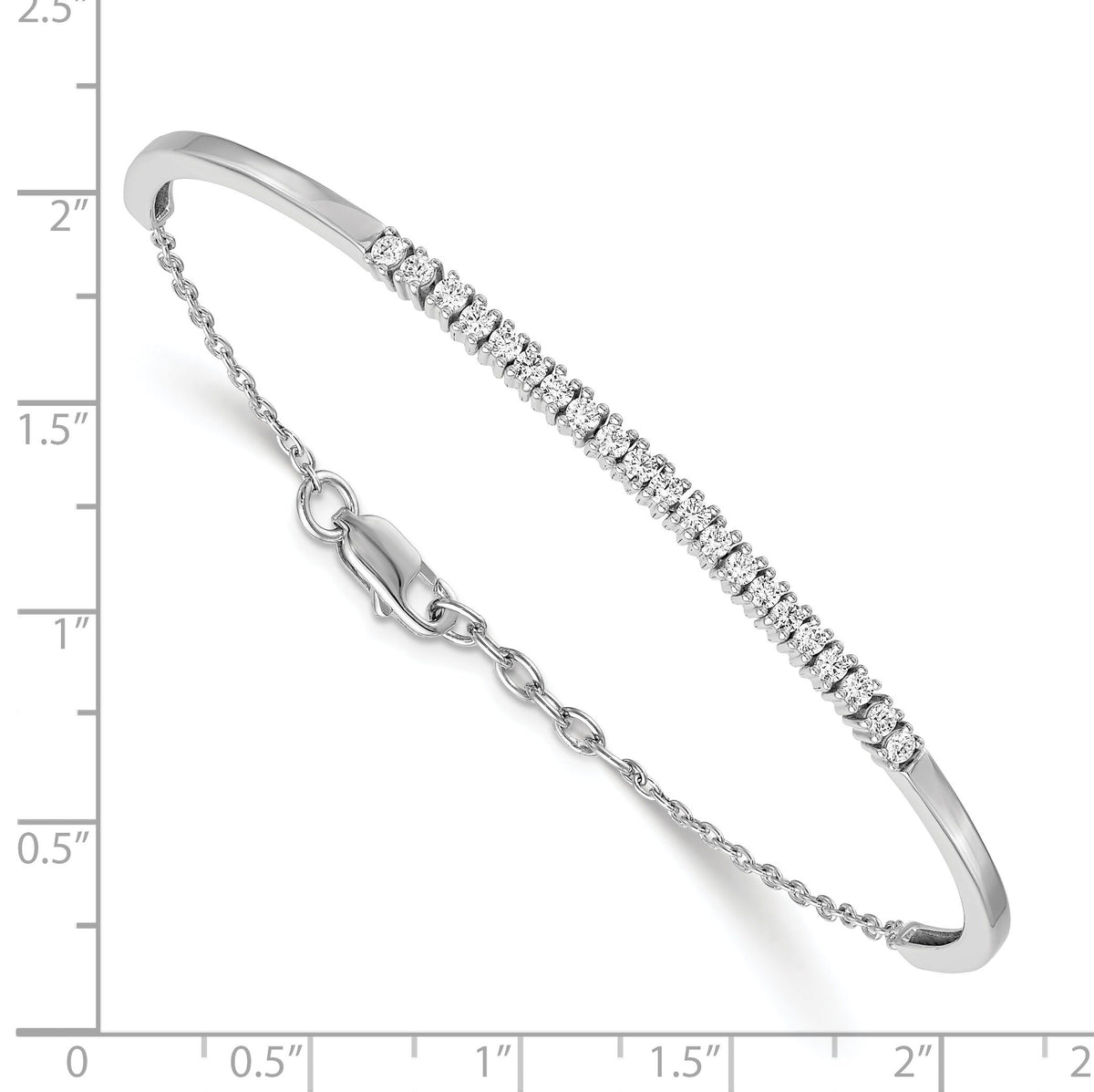 14k White Gold Diamond w/.25 In Ext Bangle Bracelet-BM3726-075-WA