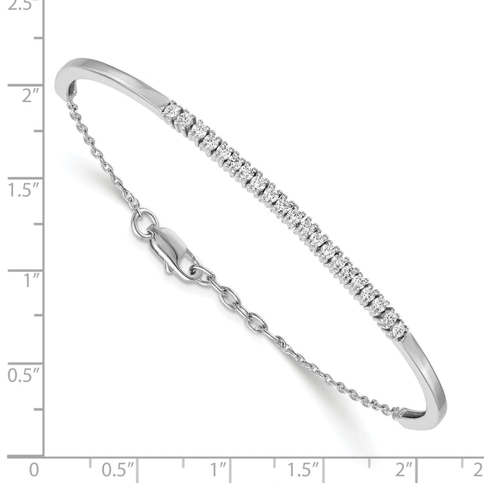 14k White Gold Diamond w/.25 In Ext Bangle Bracelet-BM3726-075-WA
