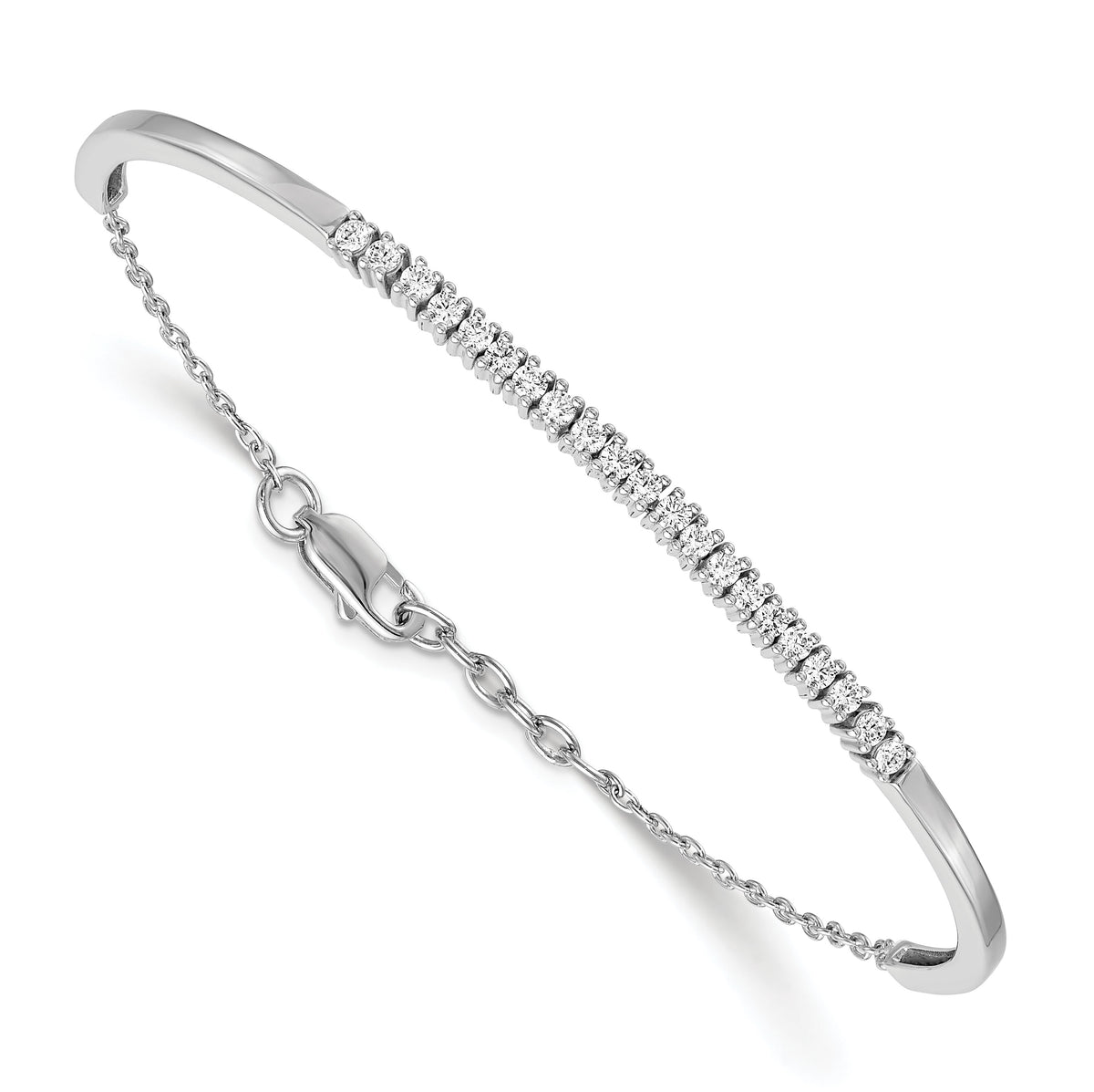 14k White Gold Diamond w/.25 In Ext Bangle Bracelet-BM3726-075-WA