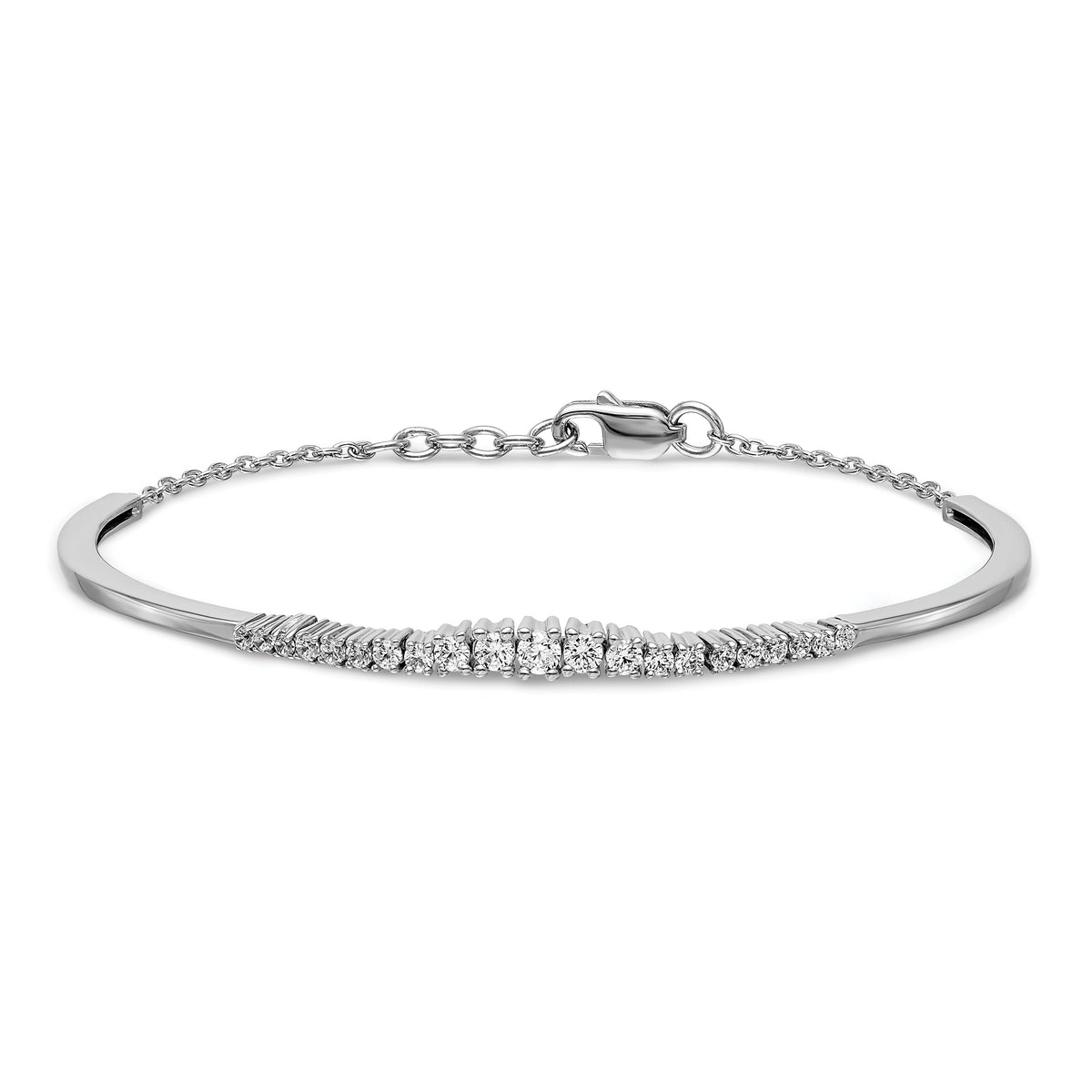 14k White Gold Graduated Diamond Bangle Bracelet-BM3727-075-WA