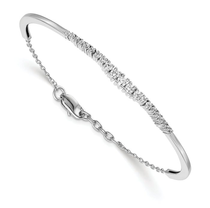 14k White Gold Graduated Diamond Bangle Bracelet-BM3727-075-WA