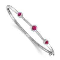 14k White Gold Diamond and Cabochon Ruby Bangle-BM4031-RU-025-WA