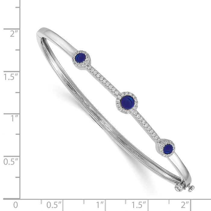 14k White Gold Diamond and Cabochon Sapphire Bangle-BM4031-SA-025-WA